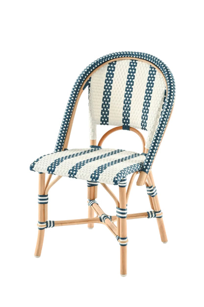 Mon Petit Paris Kids Rattan Bistro Chairs and Table Set - Navy and White Stripes