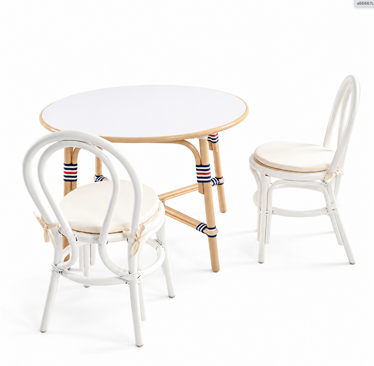 Petit Cafe French Style Rattan Kids Table and Chairs