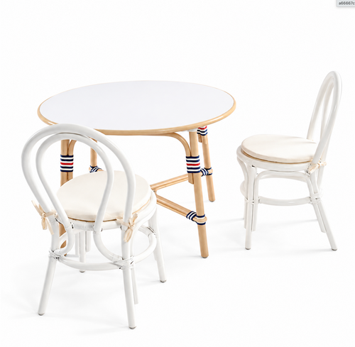 Petit Cafe French Style Rattan Kids Table and Chairs
