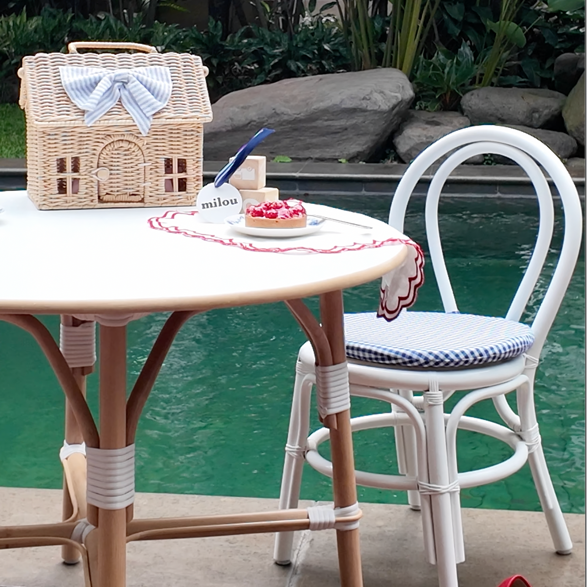 Petit Cafe French Style Rattan Kids Table and Chairs