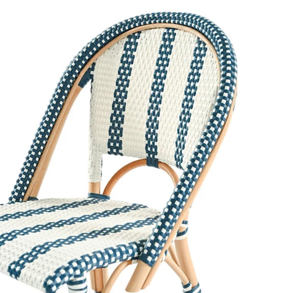 Mon Petit Paris Kids Rattan Bistro Chairs and Table Set - Navy and White Stripes