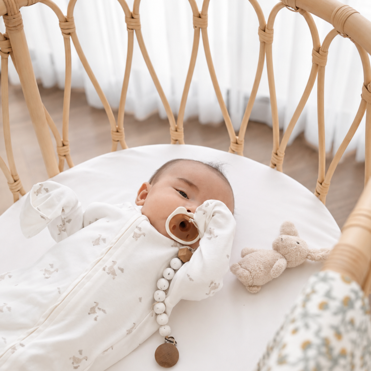 Wavy Rattan Bassinet
