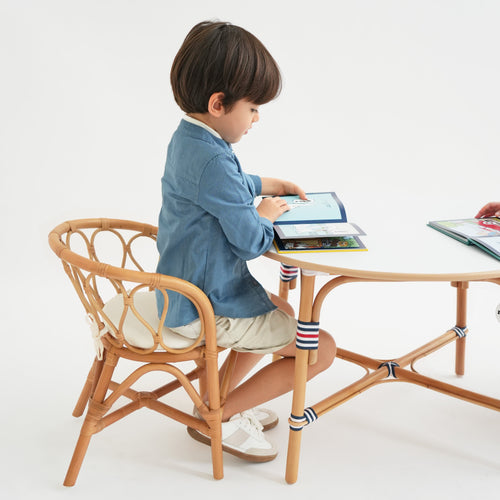 Mon Petit Wavy Rattan Kids Table and chairs Sets