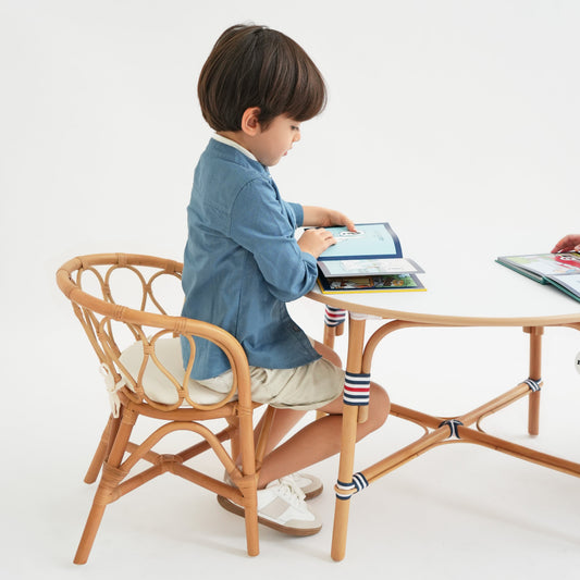 Mon Petit Wavy Rattan Kids Table and chairs Sets